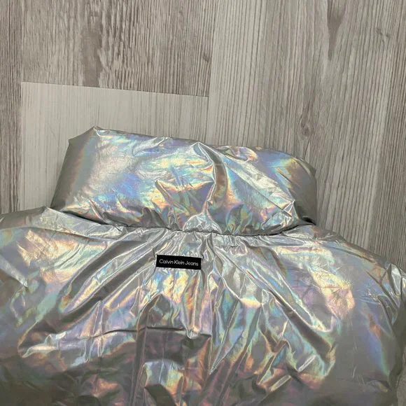 đź’–MEGA SALEđź’–Calvin Klein Men's CJCV7010 IRD Puffer Silver Sleeveless Zipper - Picture 11 of 15